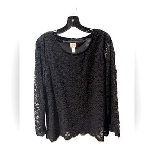 Chico’s black long sleeve black blouse